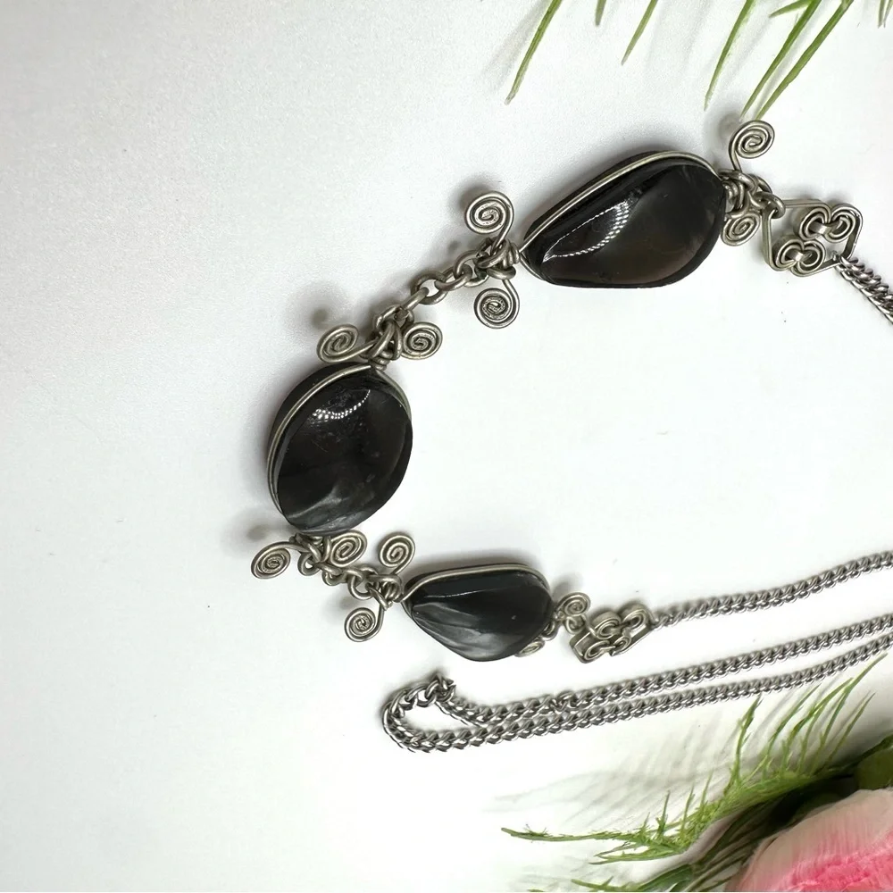 VINTAGE⚜️SMOKY QUARTZ Ornate Detailed Necklace - Picture 4 of 6